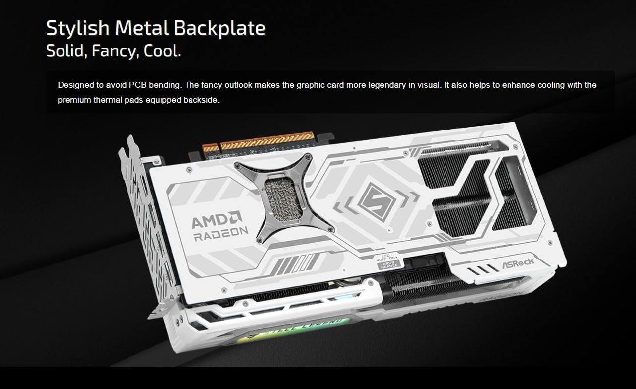 ASRock AMD Radeon RX 9070 XT Steel Legend Triple Fan 16GB GDDR6 PCIe 5 0 Graphics Card