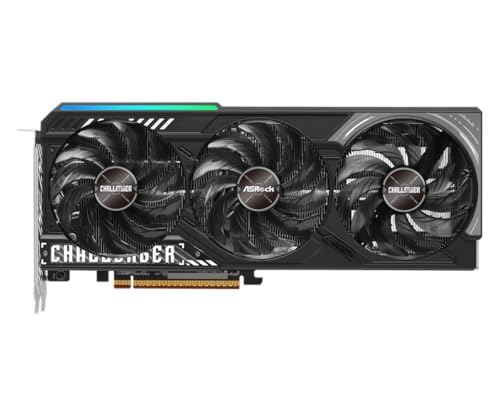 ASRock AMD Radeon RX 9070 Challenger 16GB 2520 MHz 20 Gbps GDDR6 256Bit GPU RT AI Accelerators PCIe5 0 2x8 pin Triple Fan 700W Graphics Card 0DB Silent Cooling DisplayPort2 1a HDMI2 1b LED Indicator