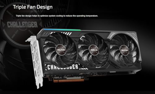 ASRock AMD Radeon RX 9070 Challenger 16GB 2520 MHz 20 Gbps GDDR6 256Bit GPU RT AI Accelerators PCIe5 0 2x8 pin Triple Fan 700W Graphics Card 0DB Silent Cooling DisplayPort2 1a HDMI2 1b LED Indicator