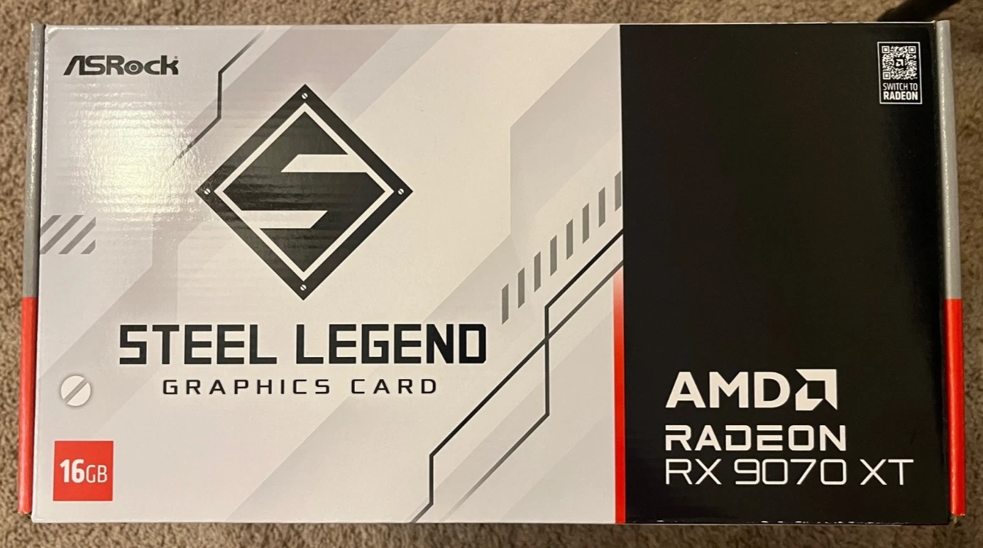 ASRock AMD Radeon RX 9070 XT Steel Legend 16GB Graphics Card VG 9070XT SL16G