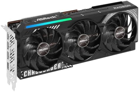 ASRock AMD Radeon RX 9070 Challenger 16GB 2520 MHz 20 Gbps GDDR6 256Bit GPU RT AI Accelerators PCIe5 0 2x8 pin Triple Fan 700W Graphics Card 0DB Silent Cooling DisplayPort2 1a HDMI2 1b LED Indicator