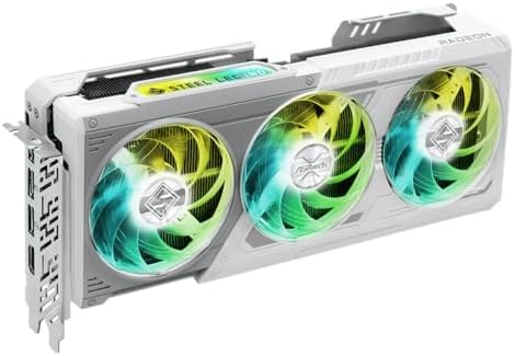 ASRock AMD Radeon RX 9070 Steel Legend 16GB OC GPU 2700 MHz 20 Gbps GDDR6 256Bit  3rd Gen RT 2nd Gen AI Accelerators  PCIe5 0 2x8 pin Triple Fan Graphics Card 700W Air Deflecting HDMI DisplayPort