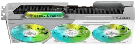 ASRock AMD Radeon RX 9070 Steel Legend 16GB OC GPU 2700 MHz 20 Gbps GDDR6 256Bit  3rd Gen RT 2nd Gen AI Accelerators  PCIe5 0 2x8 pin Triple Fan Graphics Card 700W Air Deflecting HDMI DisplayPort