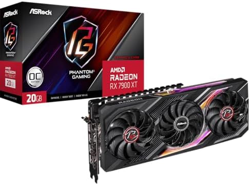 ASRock AMD Radeon  RX 7900 XT Phantom Gaming 20GB OC Graphics Card 320 Bit 7680 x 4320 0dB Silent Cooling 3 x DisplayPort  2 1 GDDR6 1 x HDMI  2 1 20Gbps PCI Express 4 0