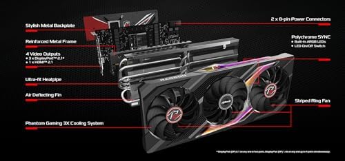 ASRock AMD Radeon  RX 7900 XT Phantom Gaming 20GB OC Graphics Card 320 Bit 7680 x 4320 0dB Silent Cooling 3 x DisplayPort  2 1 GDDR6 1 x HDMI  2 1 20Gbps PCI Express 4 0