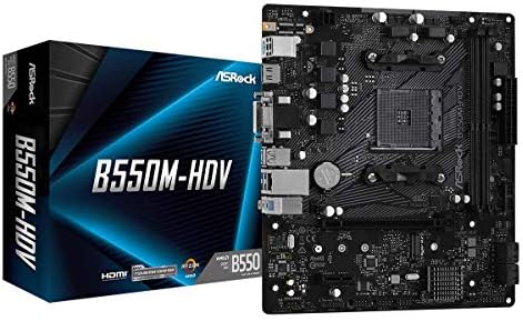 ASRock B550M HDV AMD AM4 Micro ATX Motherboard  Supports AMD Ryzen 5000/4000/3000 Series Processors  DDR4 4733   OC   PCIe 4 0  Hyper M 2  Gigabit LAN  6 Power Phase Design
