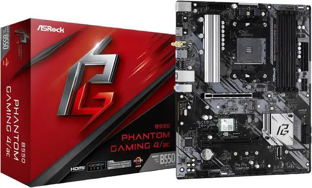 ASRock B550 Phantom Gaming 4/ac AM4 AMD B550 ATX AMD Motherboard