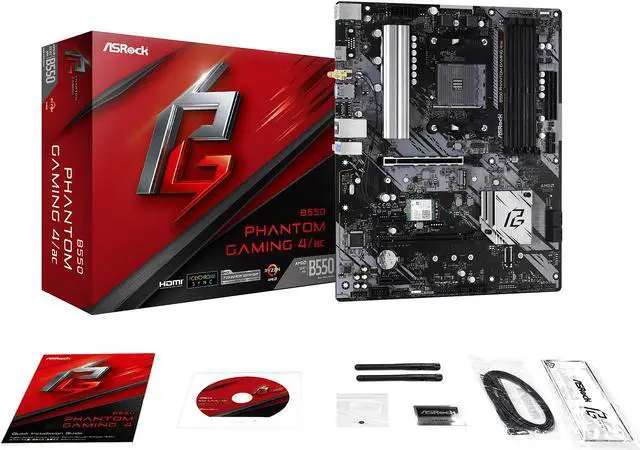 ASRock B550 Phantom Gaming 4/ac AM4 AMD B550 ATX AMD Motherboard