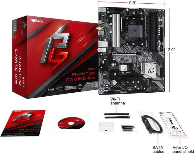 ASRock B550 Phantom Gaming 4/ac AM4 AMD B550 ATX AMD Motherboard