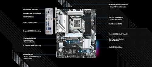 ASRock B760 Pro RS WiFi 6E LGA1700 HDMI DisplayPort eDP Intel B760 ATX Motherboard DDR5 192GB 7200   OC  MHz SATA3 6 0 Gb/s USB3 2 Gen2 2 5G LAN PCIe5 0 M 2 64Bit