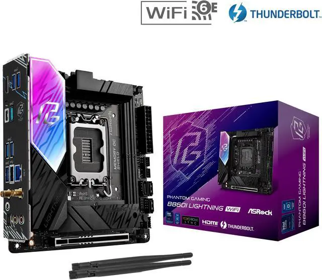 ASRock B860I Lightning WiFi LGA 1851 Intel B860 SATA 6Gb/s Intel Core Ultra DDR5 Mini ITX Motherboard