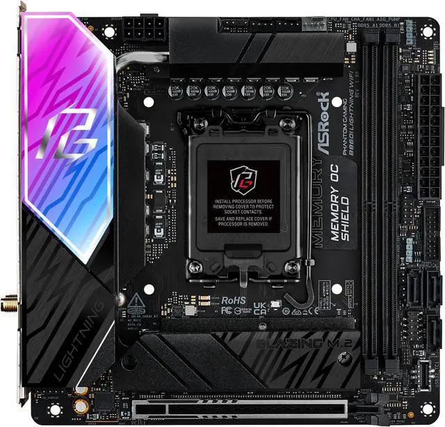 ASRock B860I Lightning WiFi LGA 1851 Intel B860 SATA 6Gb/s Intel Core Ultra DDR5 Mini ITX Motherboard