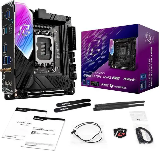 ASRock B860I Lightning WiFi LGA 1851 Intel B860 SATA 6Gb/s Intel Core Ultra DDR5 Mini ITX Motherboard