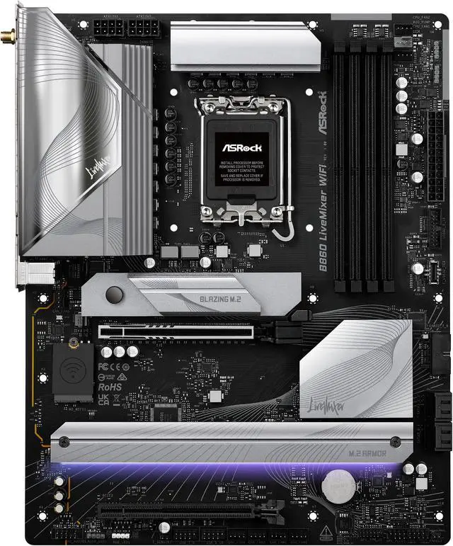 ASRock B860 LiveMixer WiFi LGA 1851 Intel B860 SATA 6Gb/s DDR5 Intel Core Ultra ATX  Motherboard