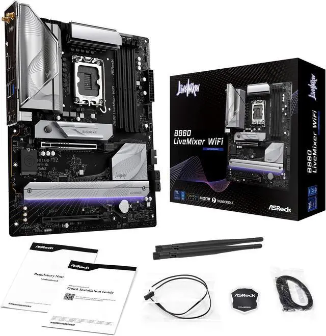 ASRock B860 LiveMixer WiFi LGA 1851 Intel B860 SATA 6Gb/s DDR5 Intel Core Ultra ATX  Motherboard
