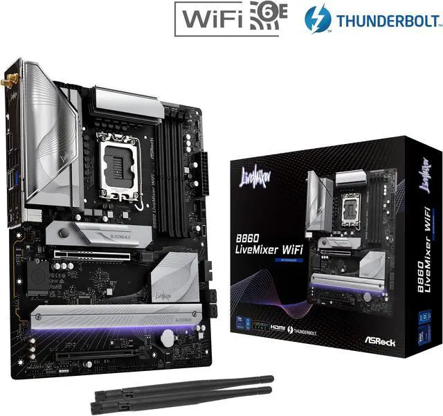 ASRock B860 LiveMixer WiFi LGA 1851 Intel B860 SATA 6Gb/s DDR5 Intel Core Ultra ATX  Motherboard