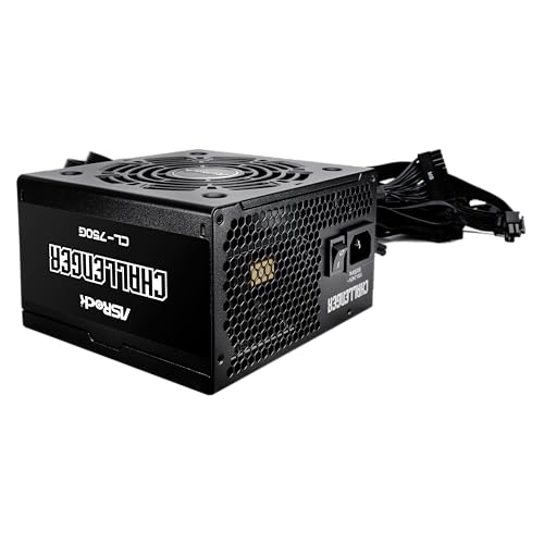 ASRock Challenger 750W Power Supply ATX 3 1 Auto iCOOL Intelligent Fan Control 120mm Golf Blade 5 Years Warranty CL 750G 80 Plus Gold Certified Non Modular ATX3 1 PCIe5 1 12V 2x6 Cable