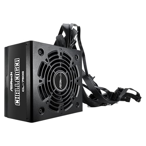 ASRock Challenger 750W Power Supply ATX 3 1 Auto iCOOL Intelligent Fan Control 120mm Golf Blade 5 Years Warranty CL 750G 80 Plus Gold Certified Non Modular ATX3 1 PCIe5 1 12V 2x6 Cable