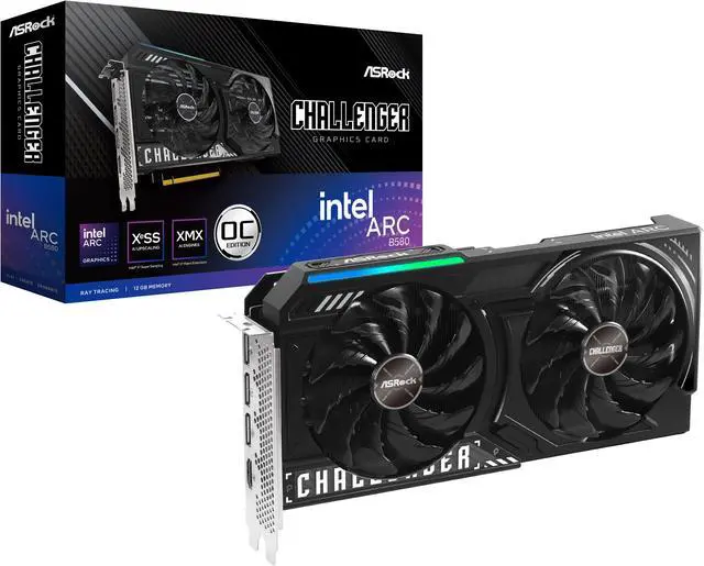 ASRock Challenger Arc B580 12GB GDDR6 PCI Express 4 0 x8 ATX Graphics Card B580 CL 12GO