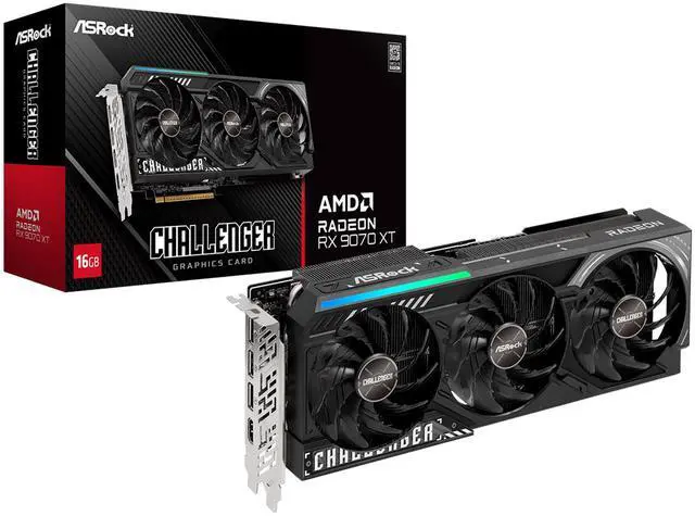 ASRock Challenger Radeon RX 9070 XT 16GB GDDR6 PCI Express 5 0 x16 Graphics Card RX9070XT CL 16G