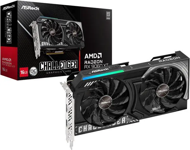 ASRock Challenger Radeon RX 9060 XT 16GB GDDR6 PCI Express 5 0 x16 Graphics Card RX9060XT CL 16GO RX 9060XT