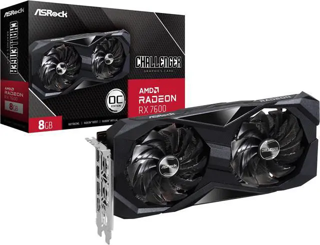 Tarjeta gráfica ASRock Challenger Radeon RX 7600 de 8 GB GDDR6 PCI Express 4.0 x8 ATX RX7600 CL 8GO