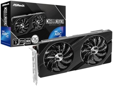 ASRock Intel ARC A750 Challenger D 8GB OC  8GB DDR6  PCIe4  2 HDMI  2 DP  2200MHz Clock  0dB Cooling  Overclocked
