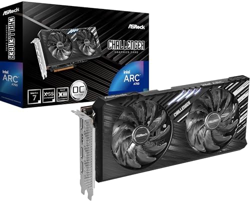 ASRock Intel ARC A750 Challenger D 8GB OC  8GB DDR6  PCIe4  2 HDMI  2 DP  2200MHz Clock  0dB Cooling  Overclocked