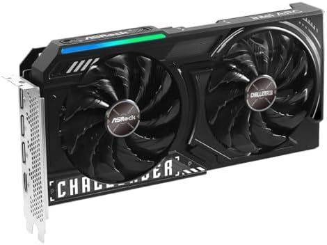 ASRock Intel Arc B570 Challenger - Tarjeta gráfica OC GDDR6 de 10 GB, GPU de 2600 MHz, memoria de 19 Gbps, ventilador doble, placa trasera de metal, HDMI 2.1a, DisplayPort 2.1, refrigeración de 0dB