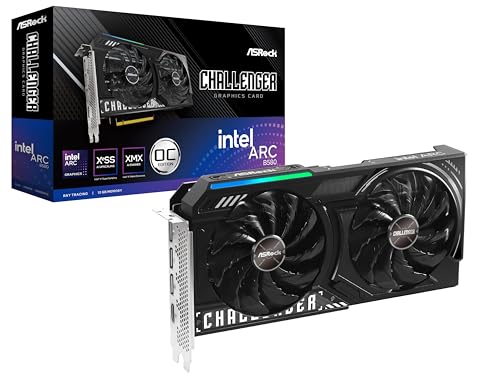ASRock Intel Arc B580 Challenger 12GB OC Graphics Card  2740 MHz GPU Clock  12GB GDDR6  DisplayPort 2 1  HDMI 2 1a  Dual Fan Cooling  0dB Silent Operation