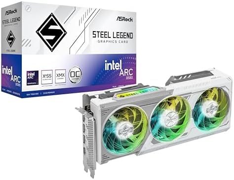 ASRock Intel Arc B580 Steel Legend 12GB OC Graphics Card  2800 MHz GPU Clock  12GB GDDR6  DisplayPort 2 1  HDMI 2 1a  Triple Fan Cooling  Polychrome SYNC