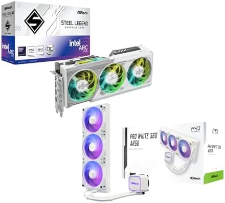 ASRock Intel Arc B580 Steel Legend 12GB OC & Pro White 360 ARGB AIO Cooler Bundle   Premium Performance with White Aesthetic