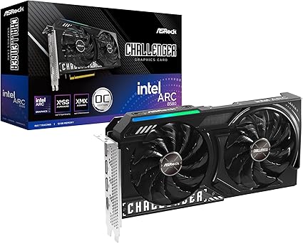 ASRock Intel Arc B580 Challenger 12GB OC Graphics Card, Xe2-HPG, 2740MHz GPU, 12GB GDDR6 192 Bits, PCIe 4.0, Dual Fans, 0dB Silent, DP 2.1, HDMI 2.1a