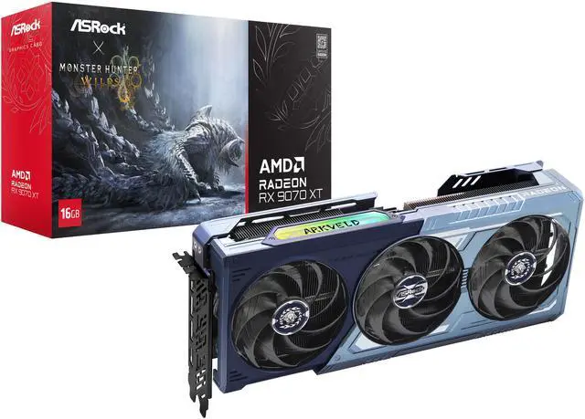 ASRock Monster Hunter Wilds Radeon RX 9070 XT 16GB GDDR6 PCI Express 5 0 x16 Graphics Card RX9070XT MH 16G