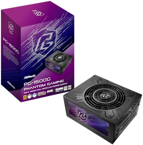 ASRock PG 1600G ATX 3 1 1600W Power Supply PCle5 1 10 Years Warranty Fully Modular Japanese Capacitor Phantom Gaming PG 1600G 80 Plus Gold Cybenetics Platinum 12V 2x6 Cables