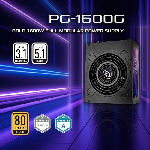 ASRock PG 1600G ATX 3 1 1600W Power Supply PCle5 1 10 Years Warranty Fully Modular Japanese Capacitor Phantom Gaming PG 1600G 80 Plus Gold Cybenetics Platinum 12V 2x6 Cables