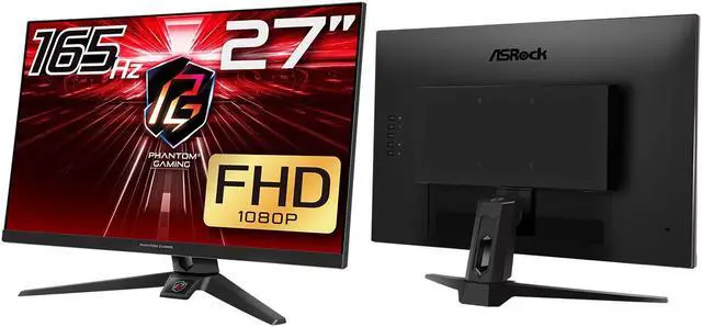 ASRock PHANTOM GAMING 27" FHD  1920 x 1080  165Hz/1ms  144Hz and higher  FreeSync Gaming Monitor  2   DisplayPort  1   HDMI  PG27FF1A 