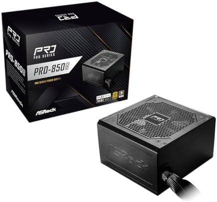 ASRock PRO 850G Power Supply   850W 80 Plus Gold Certified  ATX 3 1 & PCIe 5 1 Ready  Native 12V 2x6 Connector  120mm Low Noise Fan  3 Year Warranty