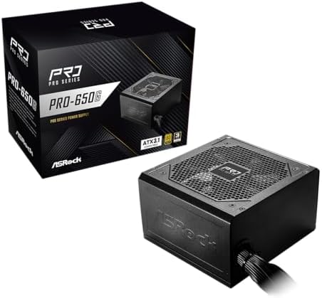 ASRock PRO 850G Power Supply   850W 80 Plus Gold Certified  ATX 3 1 & PCIe 5 1 Ready  Native 12V 2x6 Connector  120mm Low Noise Fan  3 Year Warranty