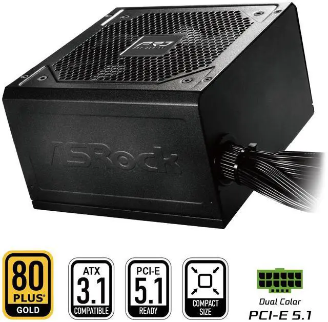 ASRock PRO Series PRO 750G 750 W ATX 3 1 Compatible 80 PLUS GOLD Certified Power Supply