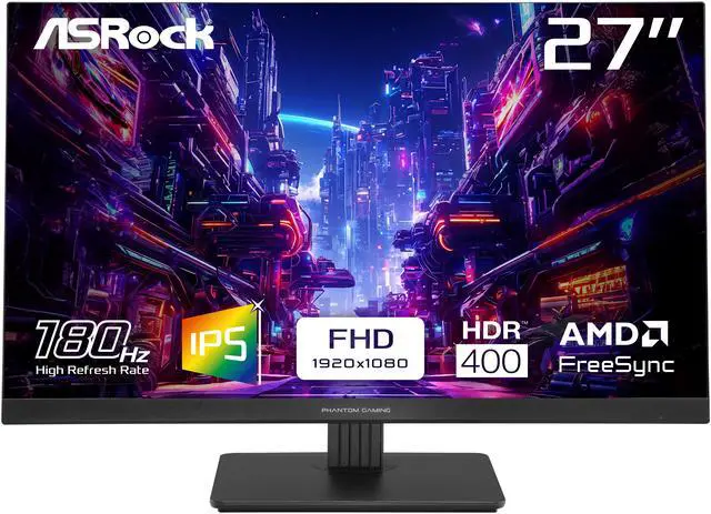 ASRock Phantom Gaming Monitor 27" 180 Hz IPS FHD FreeSync  AMD Adaptive Sync  123  sRGB / 94  DCI P3 PG27FFT1B