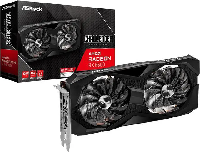 ASRock Radeon RX 6600 Challenger D 8GB GDDR6 PCI Express 4 0 Graphics Card RX6600 CLD 8G