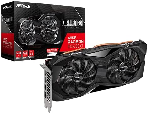 ASRock Radeon RX 6700 XT Challenger D 12GB OC Graphics Card  2615 MHz Boost Clock  12GB GDDR6  AMD RDNA 2  DisplayPort 1 4  HDMI 2 1 VRR  PCIe 4 0  Dual Fan Cooling