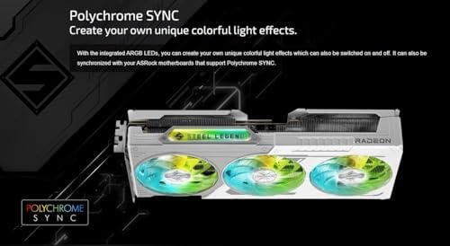 ASRock Radeon RX 9060 XT Steel Legend 16GB GDDR6 OC Graphics Card   3275 MHz Boost   Triple Fan   0dB Cooling   Metal Backplate   PCIe 5 0   DisplayPort 2 1a  HDMI 2 1b