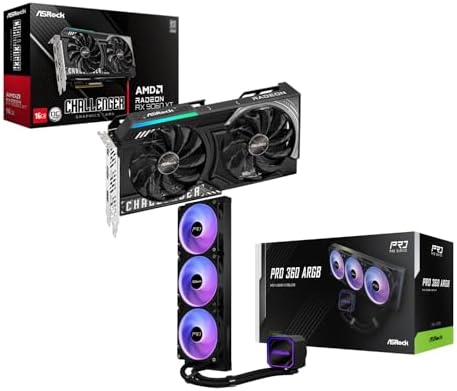 ASRock Radeon RX 9060 XT Challenger 16GB OC & Pro 360 ARGB AIO Cooler Bundle   High FPS 1440p Gaming with Synchronized ARGB
