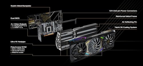 ASRock Radeon RX 9070 XT Taichi 16GB OC Graphics Card  AMD RDNA Architecture  3100 MHz Boost Clock  16GB GDDR6  DisplayPort 2 1a  HDMI 2 1b  Triple Fan Cooling  16 Power Phase Design