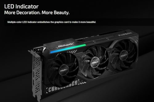 ASRock Radeon RX 9070 XT Challenger 16GB OC Graphics Card   AMD RDNA 4 Architecture  2970 MHz Boost Clock  16GB GDDR6  PCIe 5 0  DisplayPort 2 1a  HDMI 2 1b  Triple Fan Cooling 800W