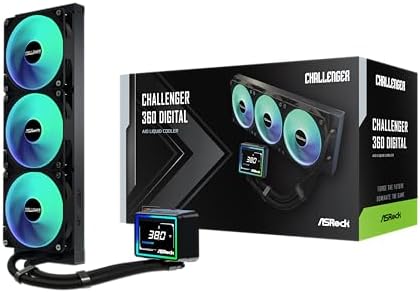 ASRock Radeon RX 9070 Challenger 16GB & Challenger 360 Digital AIO Cooler Bundle   4K Gaming with 3 Display & ARGB