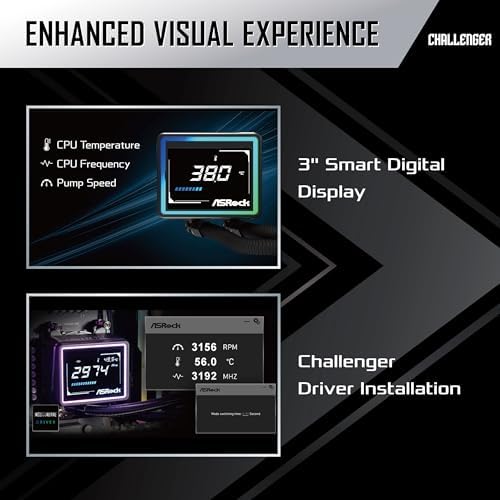 ASRock Radeon RX 9070 Challenger 16GB & Challenger 360 Digital AIO Cooler Bundle   4K Gaming with 3 Display & ARGB