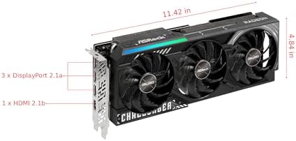 ASRock Radeon RX 9070 XT Challenger 16GB OC Graphics Card   AMD RDNA 4 Architecture  2970 MHz Boost Clock  16GB GDDR6  PCIe 5 0  DisplayPort 2 1a  HDMI 2 1b  Triple Fan Cooling 800W